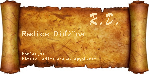 Radics Diána névjegykártya
